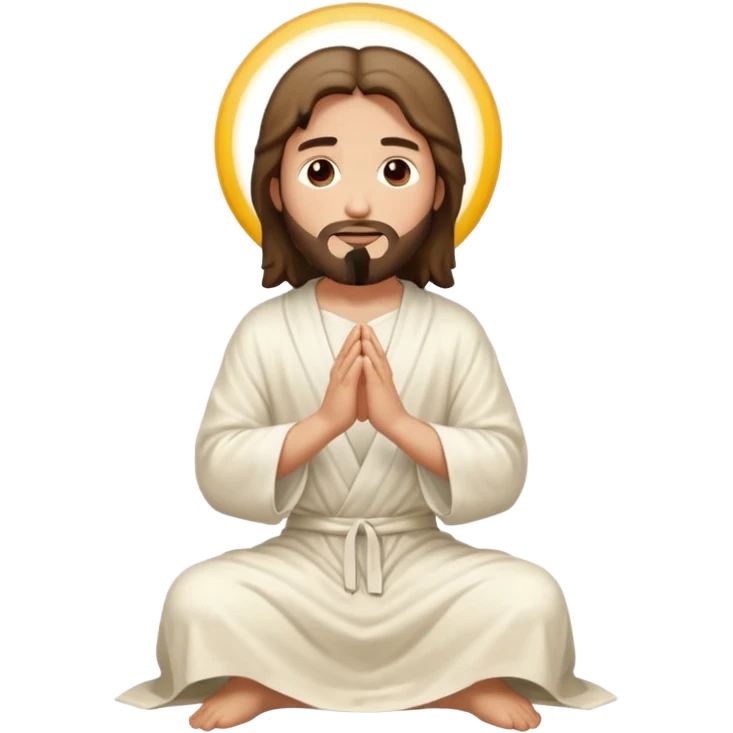 Jesus on one knee, hands together emoji