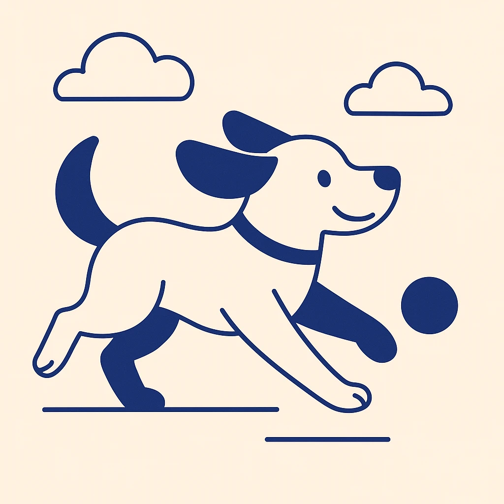 happy dog running after ball emoji