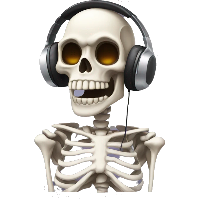 A skeleton wearing headphones emoji