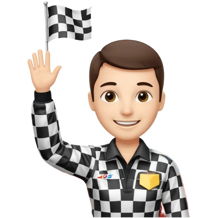 SONO UN DIRETTORE DI GARA AUTO E SBANDIERO CON LA BANDIERA A SCACCHI PUOI GENERARE MENTRE SBANDIERO AUTO   E LE AUTO? emoji