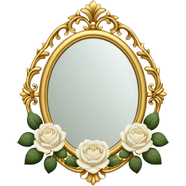 light academia mirror and white roses emoji