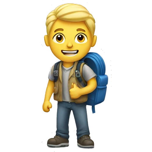 blond man with backpack shows thumbs up emoji