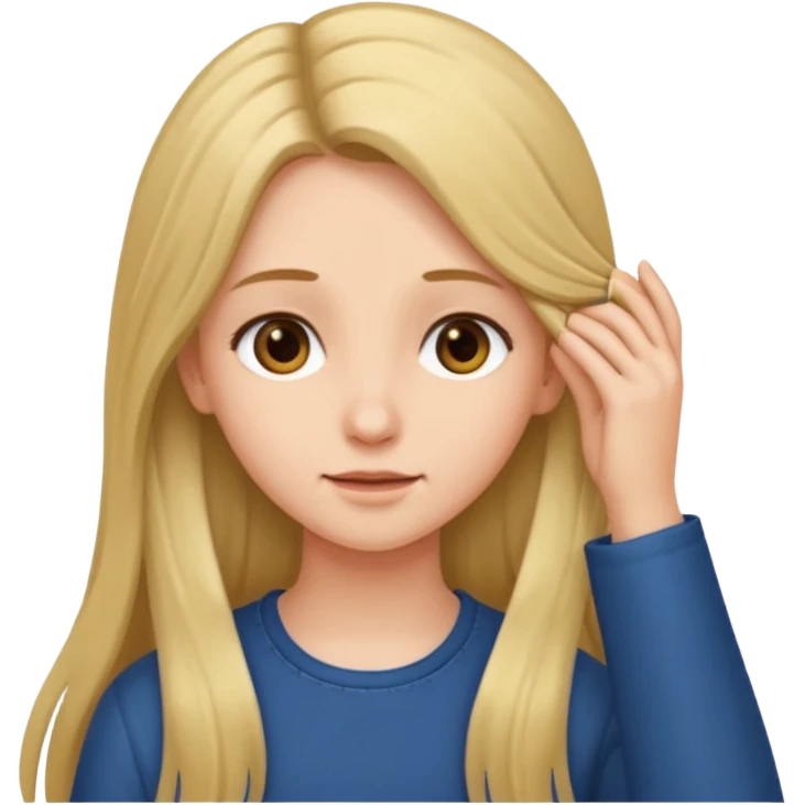 girl with long hair tucking hair behind her ear emoji
