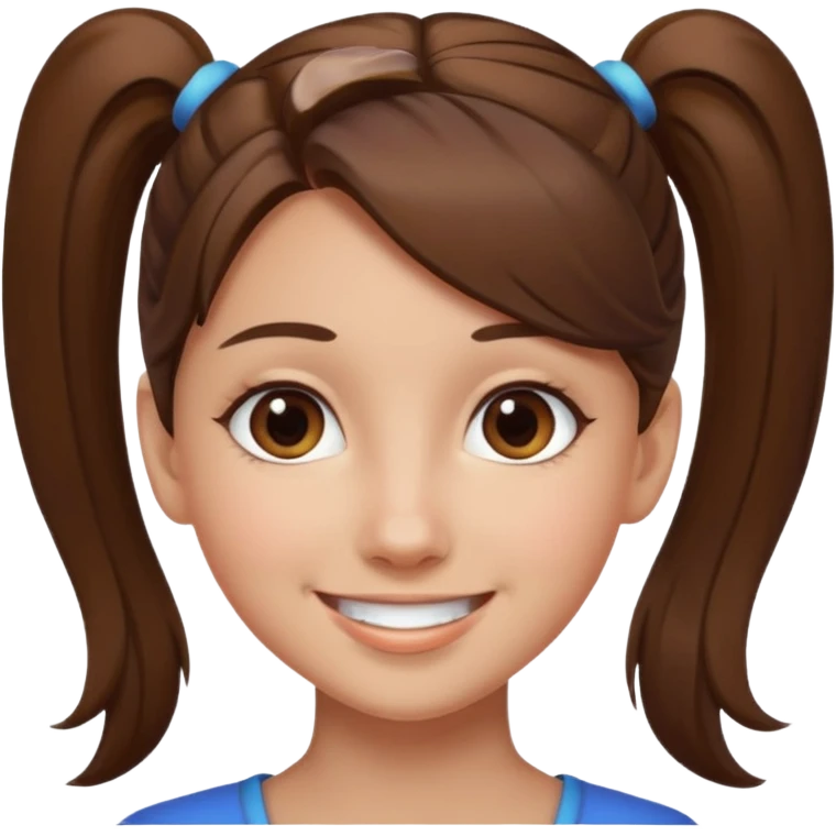 a brown haired girl  in one high ponytail but make her really pretty with brown eyes emoji