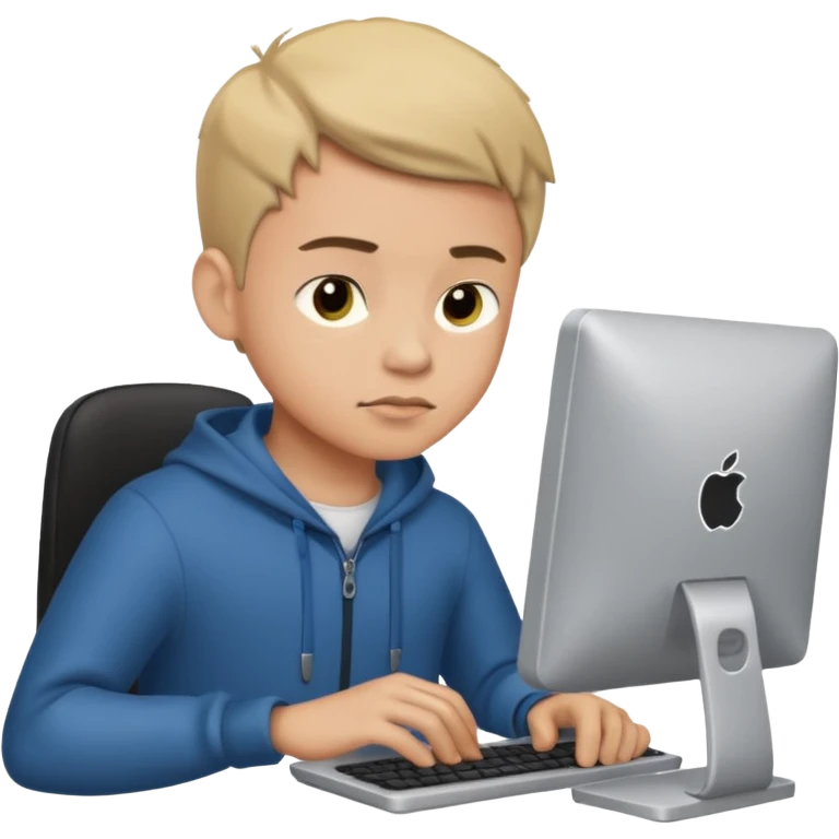 boy working on a computer emoji
