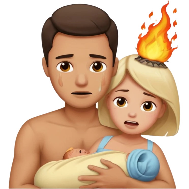  woman being burned in front of a very handsome man who carries a baby emoji