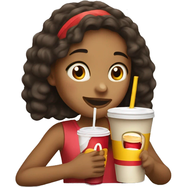 Girl drinking a McDonald’s drink emoji
