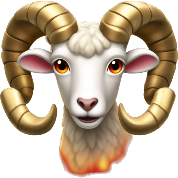 Realistic fire red ram fire flaming red hot fire fur gold horns Aries flames coming off and behind emoji
