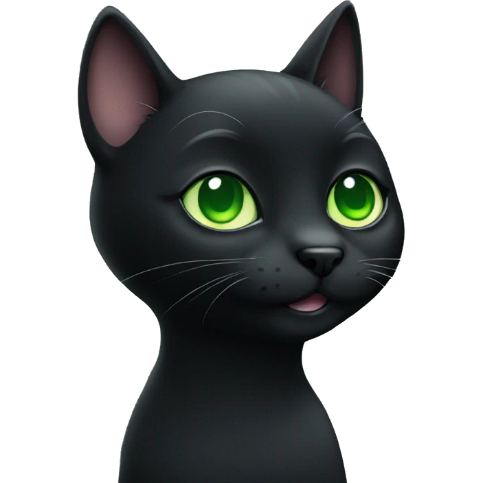 cute black cat with green eyes emoji