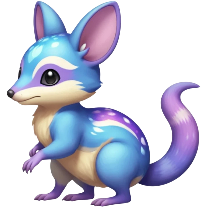 Nebula Celestial Lunar Starry Galactical Stellar Buizel-Minccino-Purrloin-Cresselia-Numbat-Bilby-Quoll-Meowstic-hybrid-fusion-creature (full body) emoji