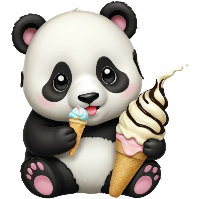 Panda eating ice cream emoji