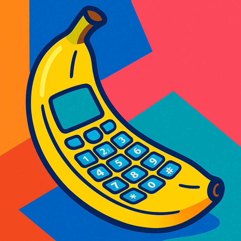 banana with T9 keyboard, vibrant and playful style emoji