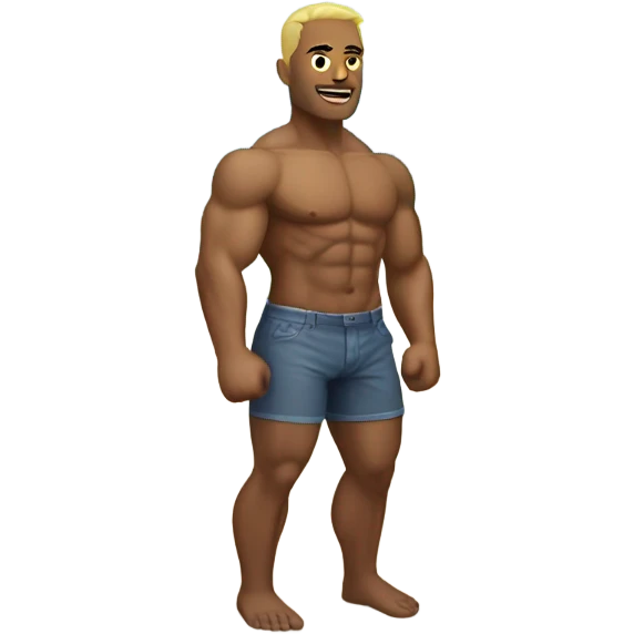 Man with muscles at the beach emoji
