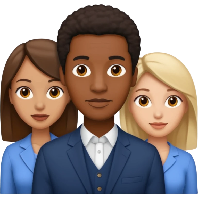 Black man with two women emoji