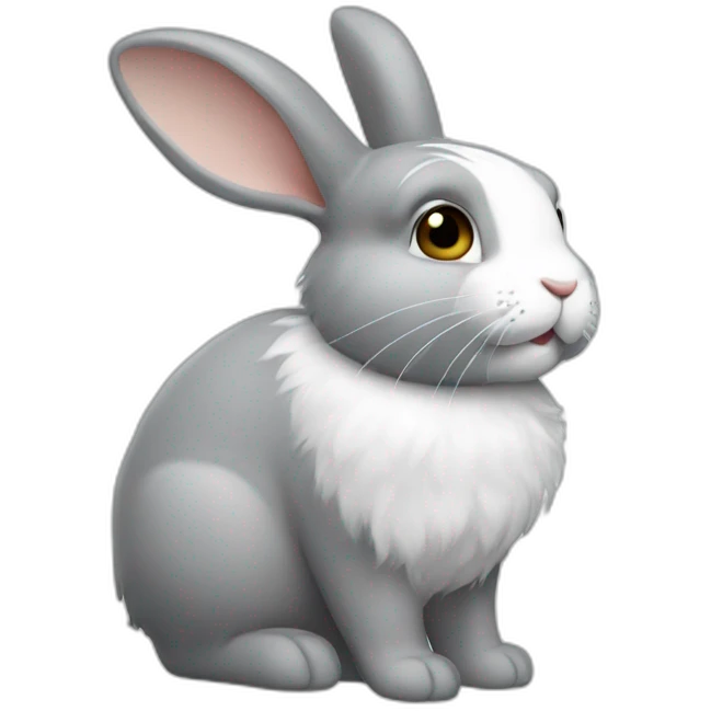 Lapin gris et blanc avec des cheveux  emoji