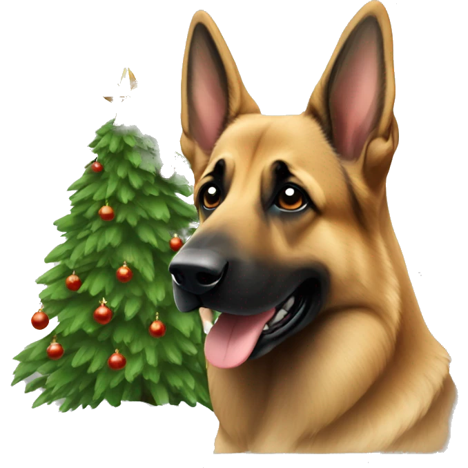 German shepherd and christmas tree  emoji
