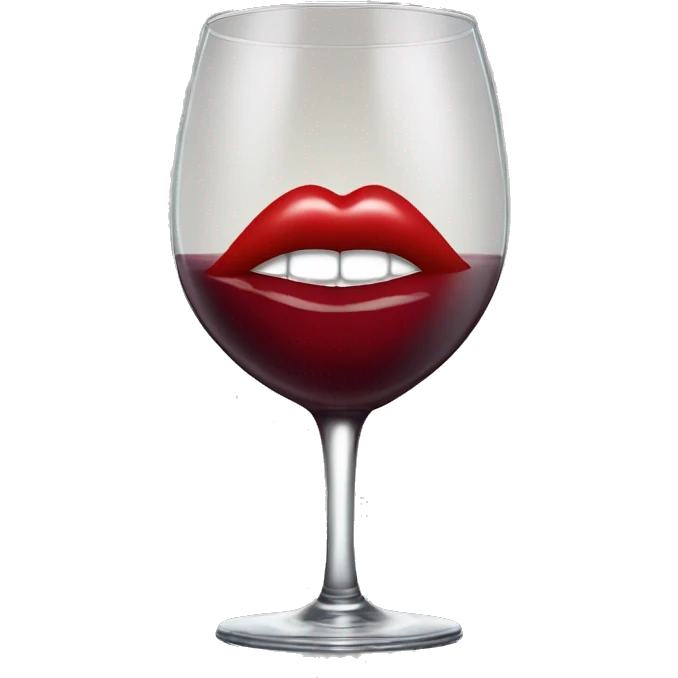 Wine glass with a red lipstick kiss mark on it emoji