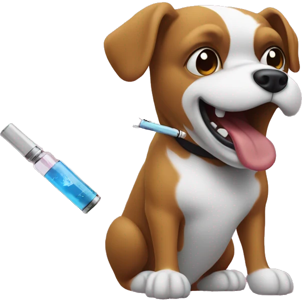 Dog hitting a vape emoji