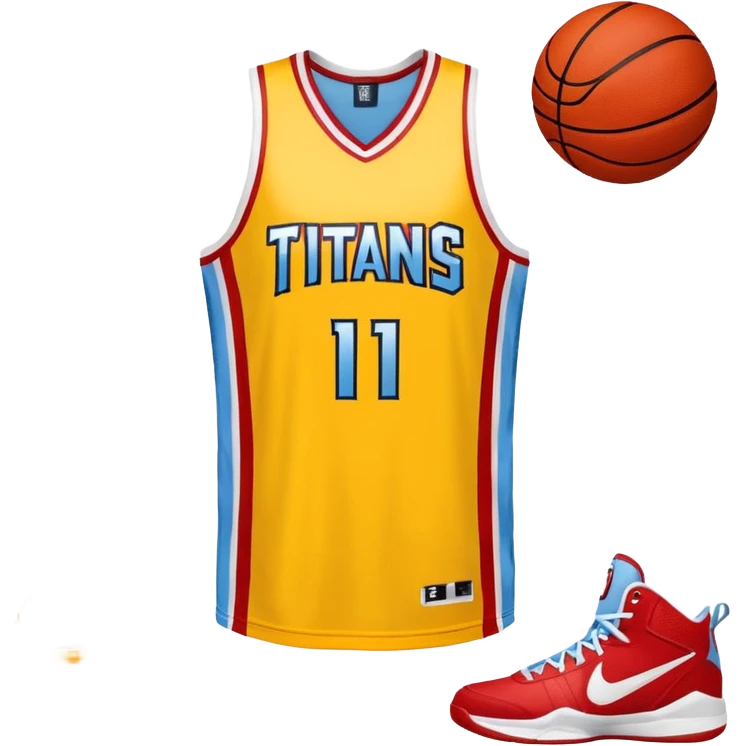 red, yellow, white titans basketball jersey with NO blue accent color emoji