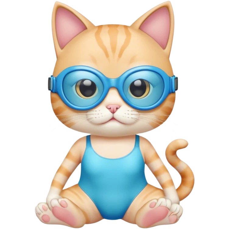 blue  swimsuit cat and googles emoji