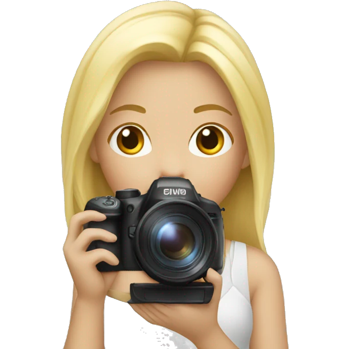 Blonde girl with a camera emoji
