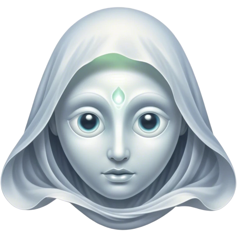 Regal and mysterious, with a flowing, sheet-like form draped in silvery-white hues, softly billowing as if caught in an unseen breeze, eye holes glowing with deep, thoughtful wisdom, simplified yet sophisticated, highly detailed, with a soft spectral radiance, high shine, exuding quiet authority, with a glowing outline that captures the essence of an ancient, noble spirit drifting through time! emoji