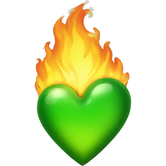 Burning green heart  emoji