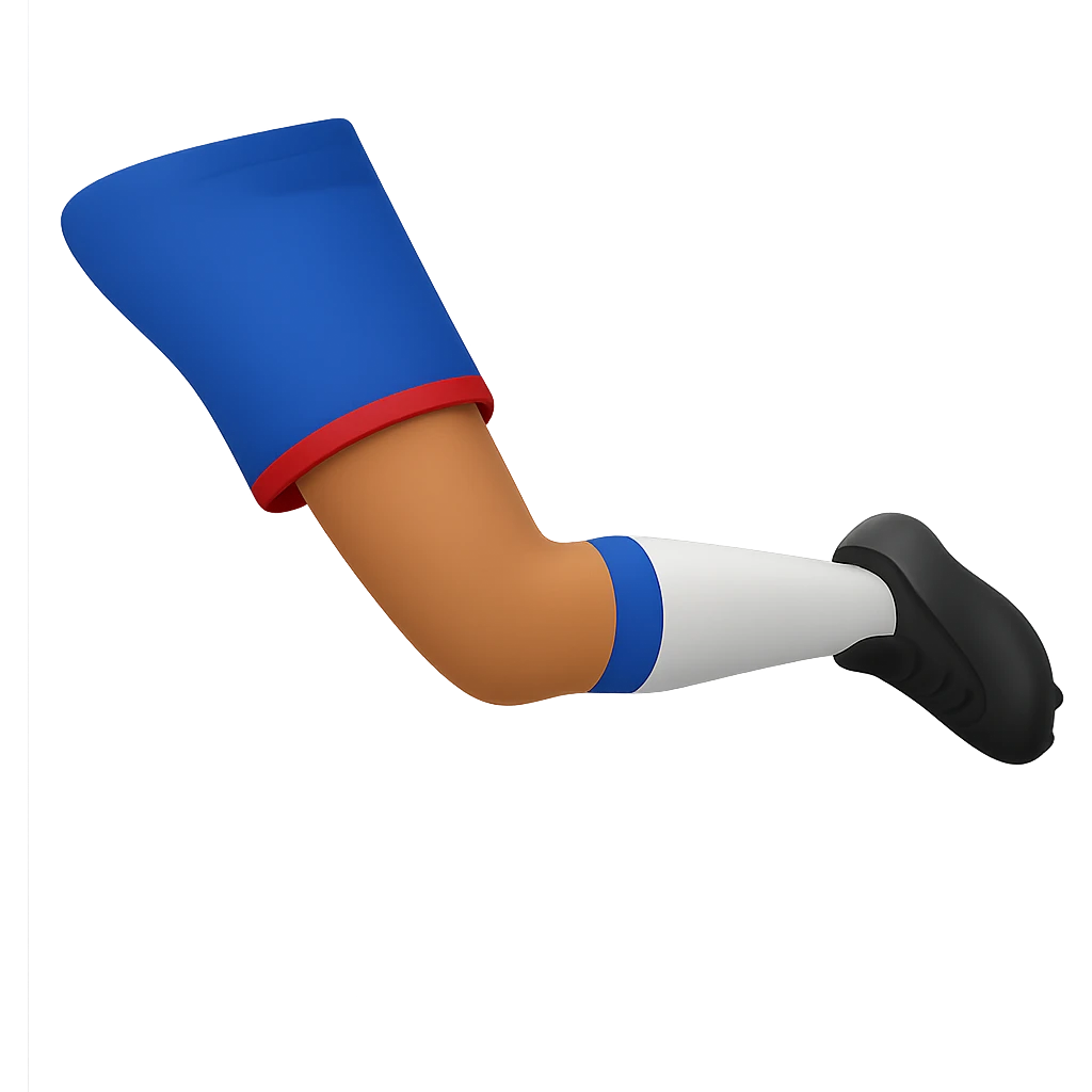 Isolate and show only the footballer's leg in the same style as the original image, with no background. emoji