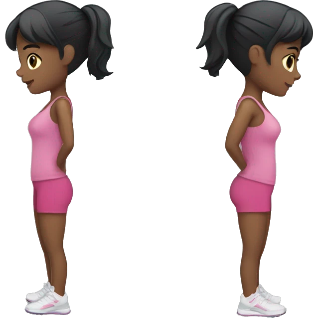 Girl with short black hair working out emoji