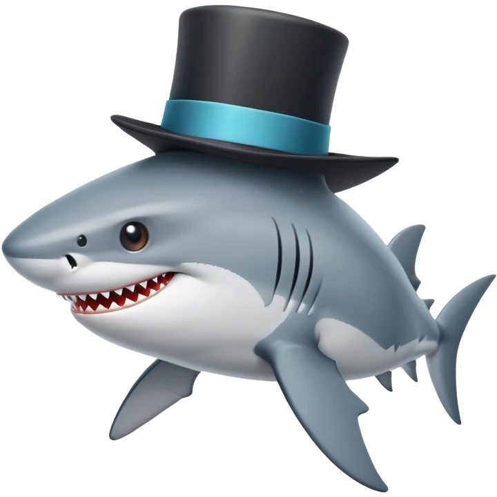 Shark with a top hat emoji