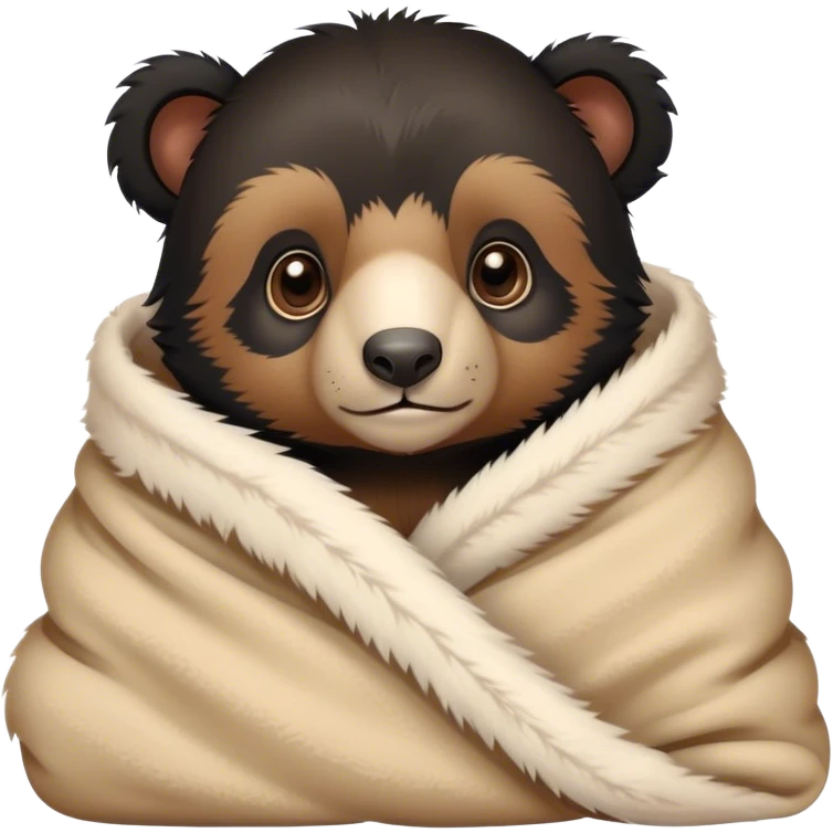 Baby Andean bear cozy in blanket  emoji
