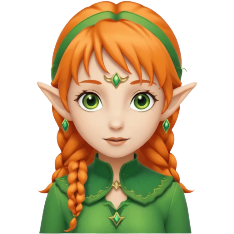 Orange Haired Elf, Elf girl with orange ponytail hair emoji