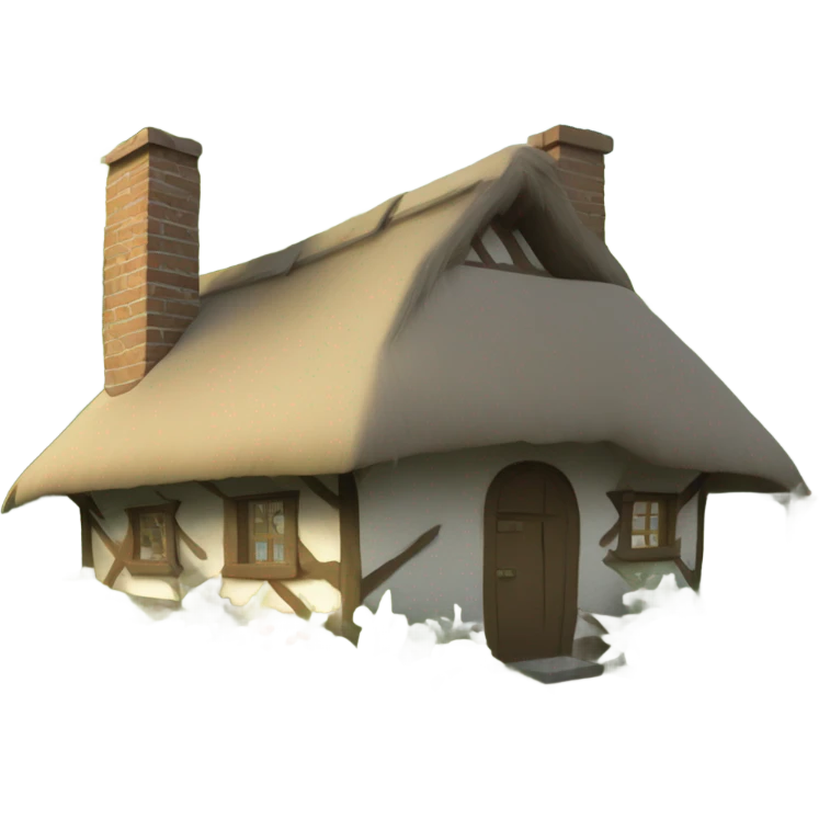 cottage with thatched roof in the forest emoji