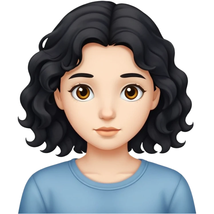 teen girl with wavy black hair and long emoji