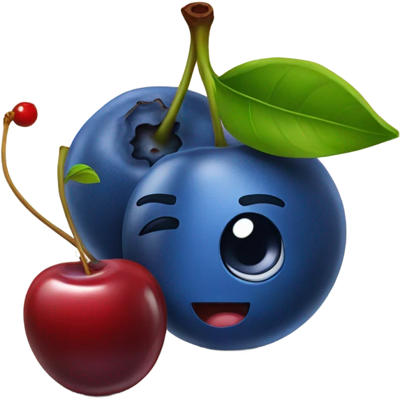a blueberry next to a cherry emoji