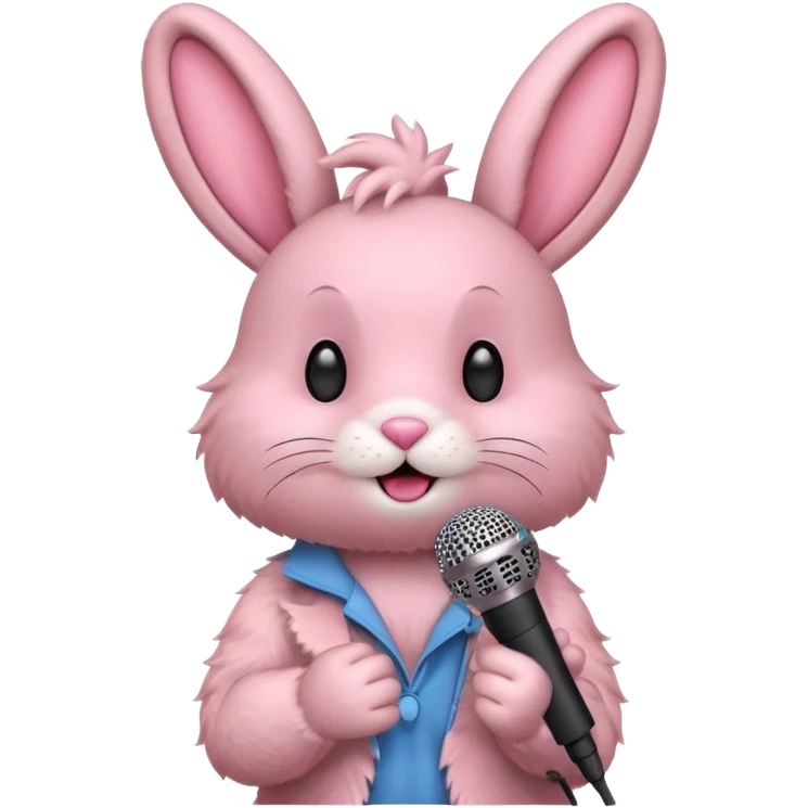 pink bunnie singing , holding mic emoji