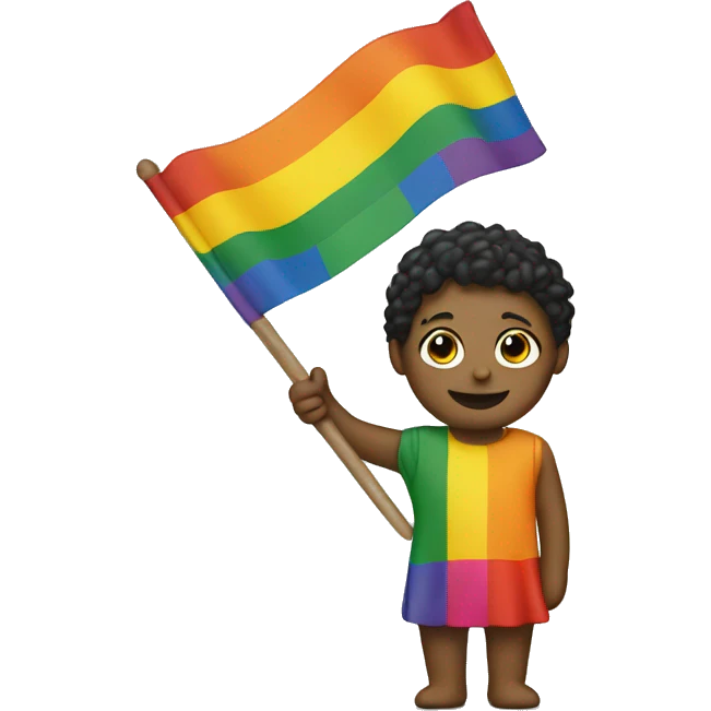 a cheese human holding a pride flag emoji