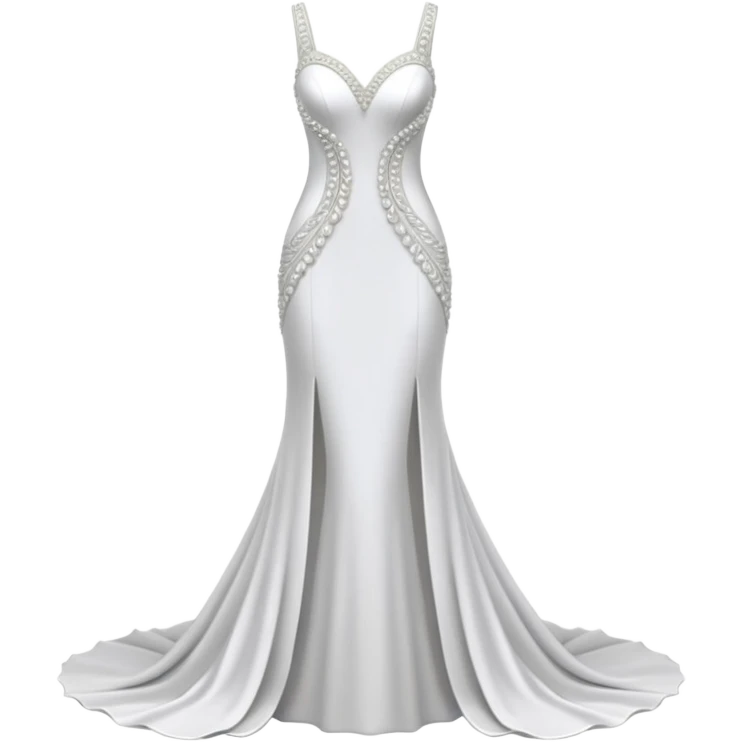 Hyper Realistic ornate 
Minimalistic diamonds and peals sheath Wedding dress displays emoji