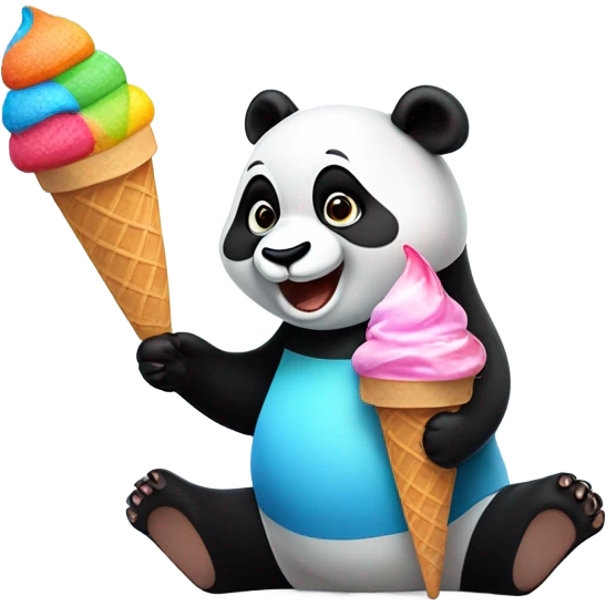 Panda eating ice cream emoji