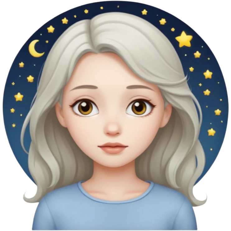 Красивая девушка с пепельным цветом волос мечтает  emoji