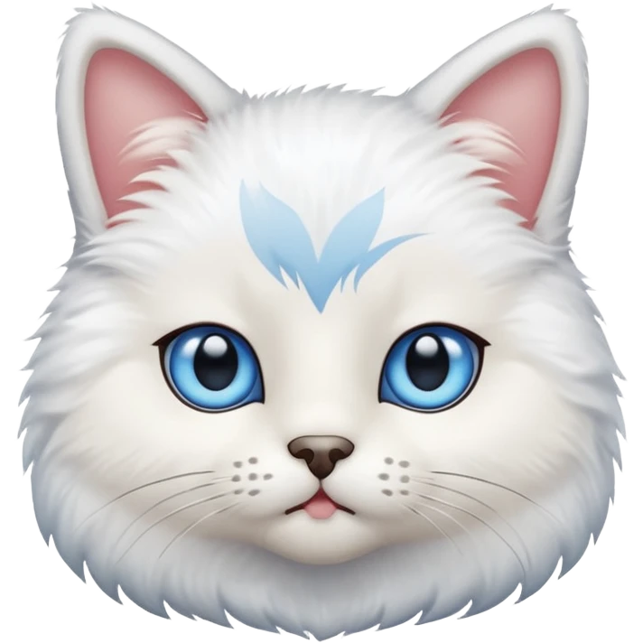 Teddy cat white with blue eyes iOS style emoji