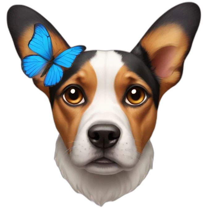 Butterfly with a dogs head emoji