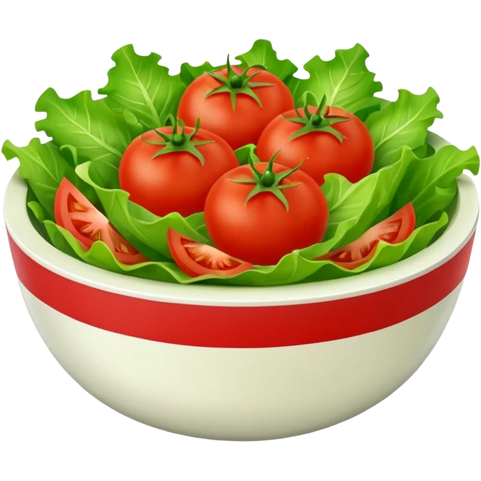 salad bowl with lettuce and 2 chopped tomatoes emoji
