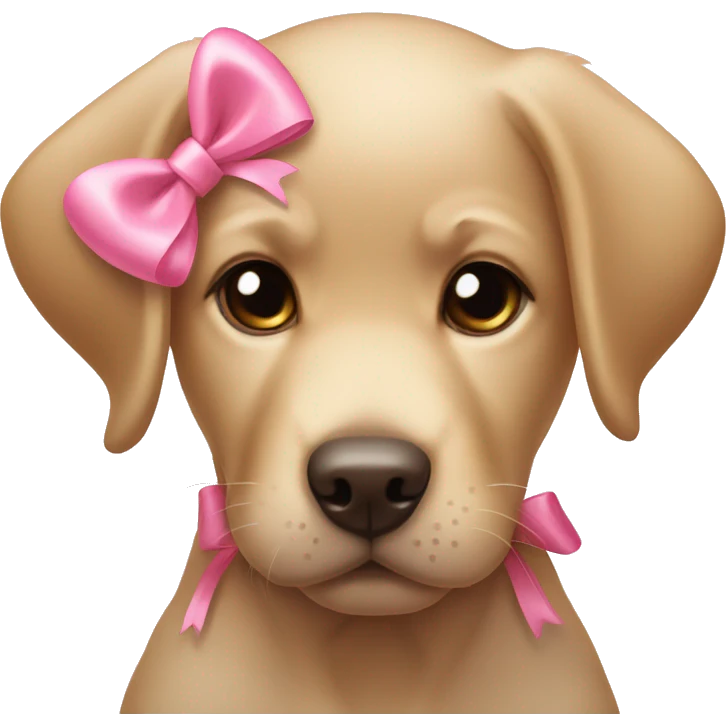 Labrador puppy with pink bow emoji