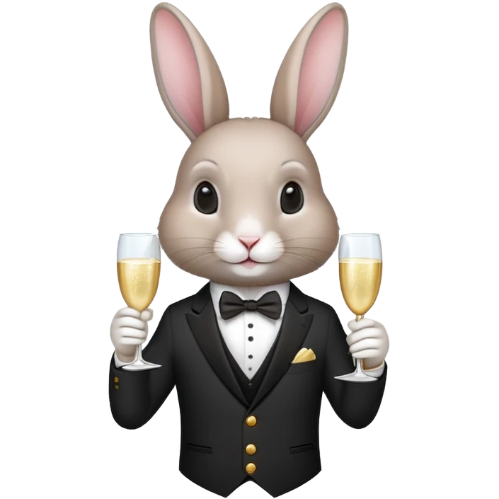 elegant rabbit in formal attire holding champagne glass emoji
