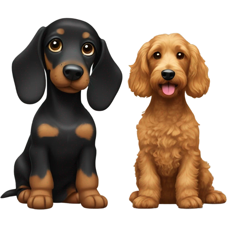 Black dachshund and goldendoodle emoji