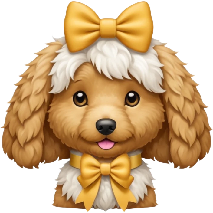 Golden doodle wearing a bow emoji