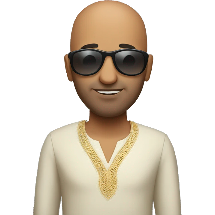 Bald indian guy with sunglasses  emoji