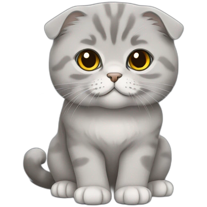 Scottish Fold Cat all grey long hair emoji