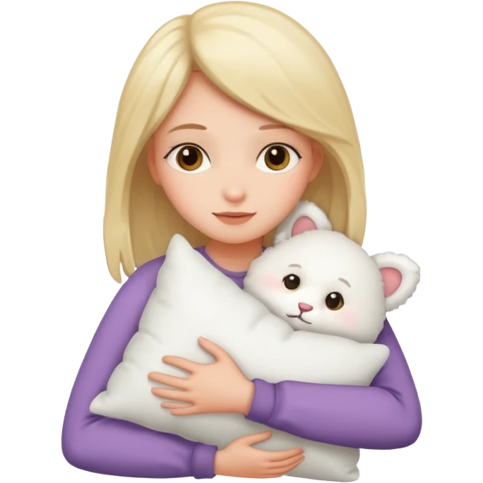 Girl hugging pillow emoji
